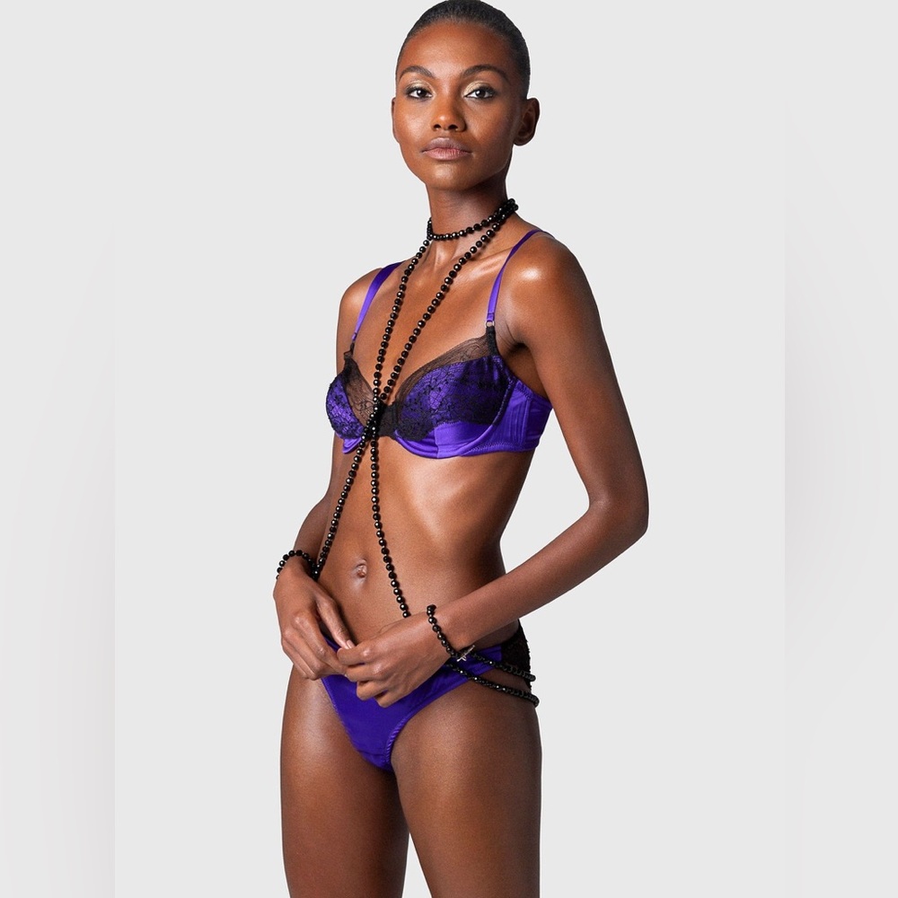Kiki de Montparnasse purple lace bra & briefs set NWT size XS / 32B